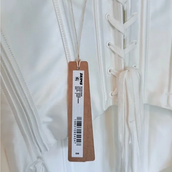 SKIMS Ivory Woven Shine Corset Dress Bachelorette NWT- Size Small - Picture 7 of 12